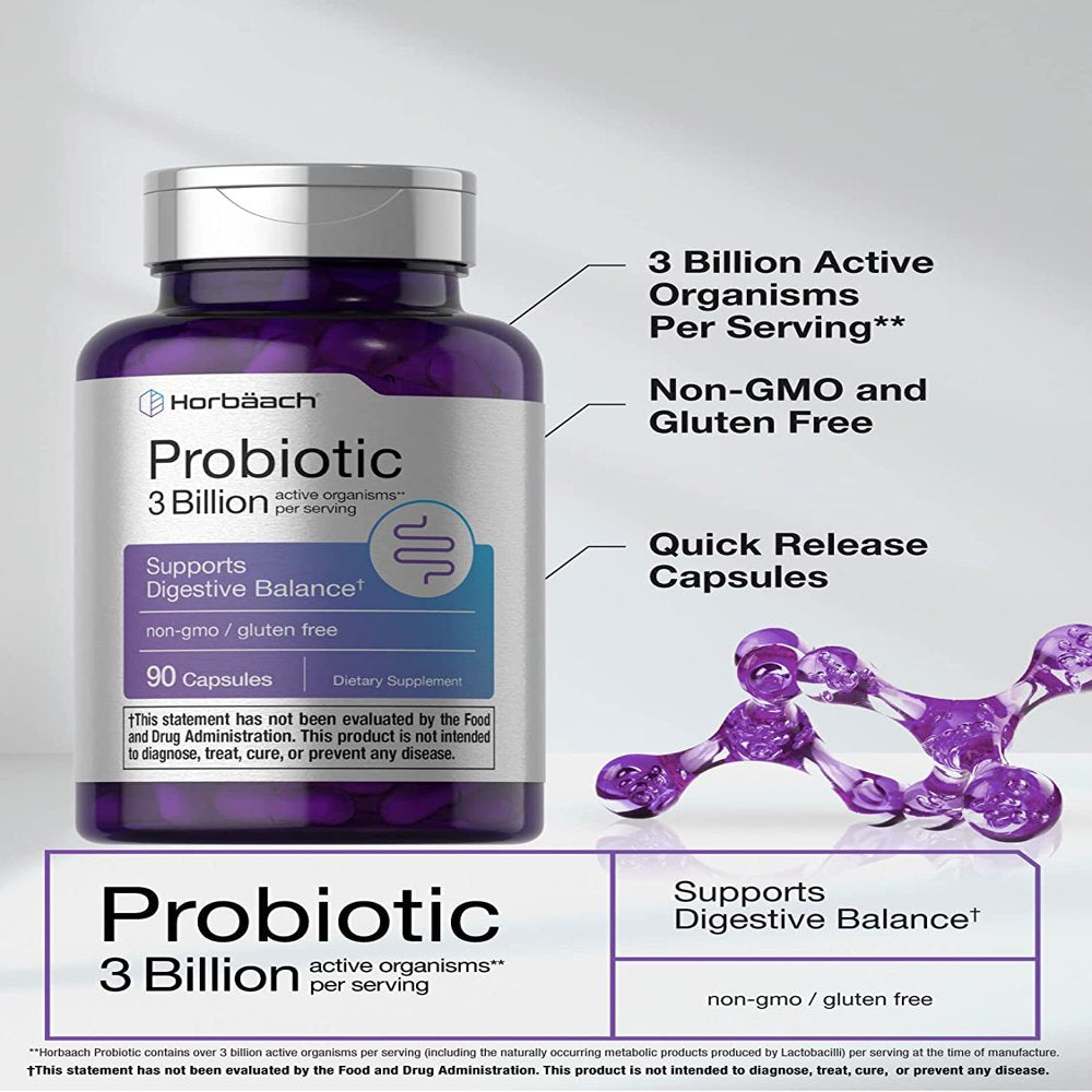 Probiotic for Women & Men'S Digestive Health | 3 Billion CFU | 90 Capsules | by Horbaach