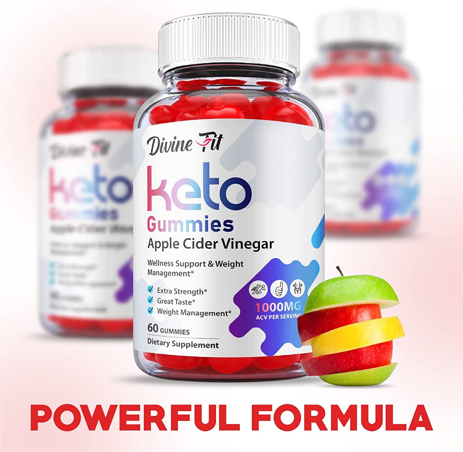 Divine Fit Keto Gummies - Official Formula, Vegan - Divine Fit Keto ACV Gummies, Divine Fit Gummies with Apple Cider Vinegar, Vitamin B12, B6, Beet Root, Weight Apple Loss Cider Gummy (60 Gummies)