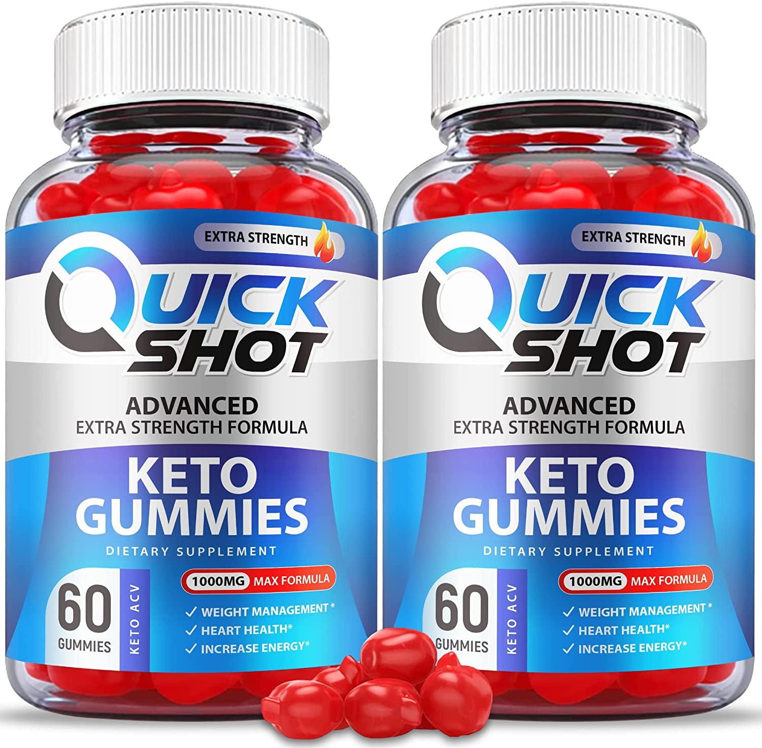 (2 Pack) Quick Shot Keto Gummies, Quickshot Keto Gummies, Official Formula 1000Mg Vegan, Non Gmo, Quick Shot Keto ACV Gummies, Quick Shot ACV Keto Gummies with Apple Cider Vinegar, B12 (120 Gummies)