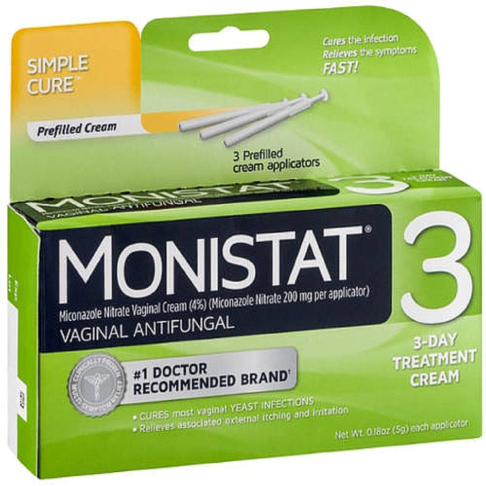 MONISTAT 3 Vaginal Antifungal Cream, Prefilled Applicator 3 Ea (Pack of 2)