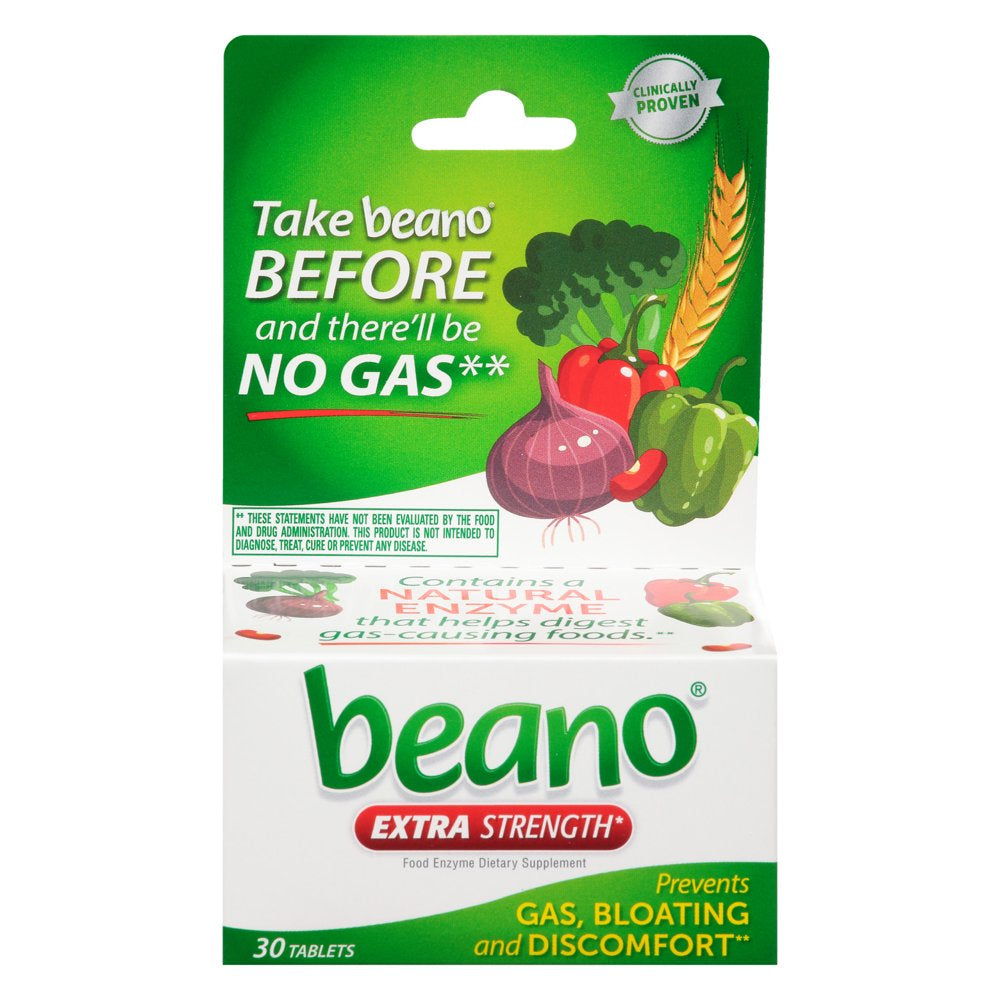 Beano Extra Strength, Gas Prevention & Digestive Enzyme Supplement, 30 Count