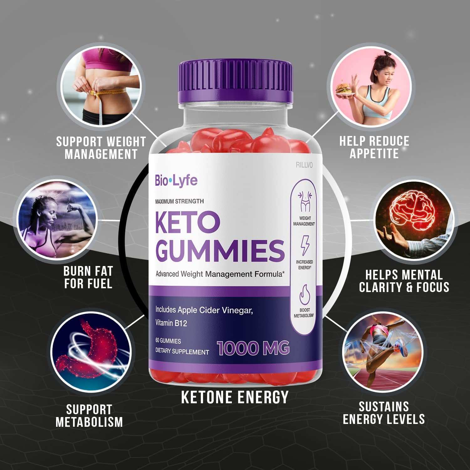 (2 Pack) Biolyfe Keto ACV Gummies Biolyfe Keto Gummies Advanced Formula (120 Gummies)