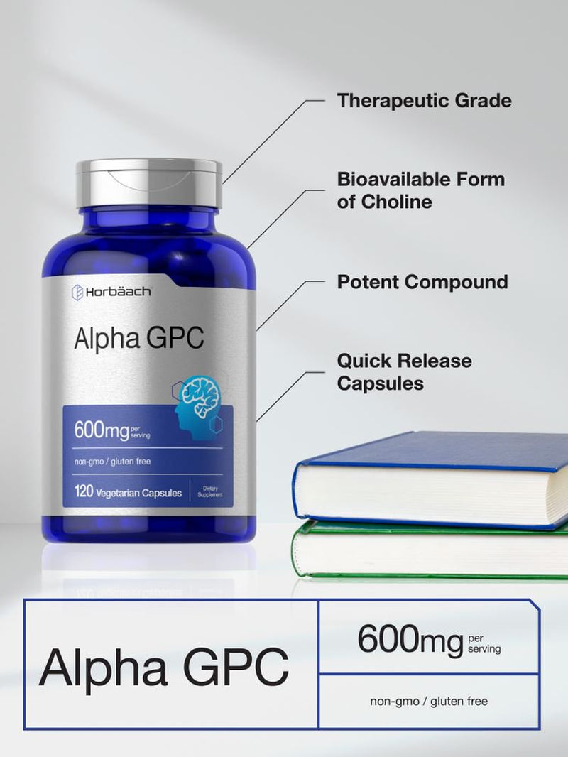 Alpha GPC 600Mg | 120 Capsules | Vegetarian Choline Supplement | by Horbaach