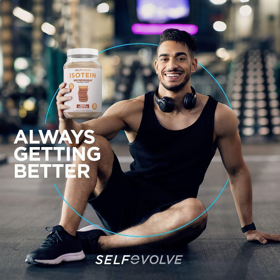 Selfevolve Isotein Isolate Protein Powder - Post Workout Recovery Protein Powder - 25G Whey Isolate Protein, 0G Added Sugar, 1G Fat (Chocolate Peanut Butter, 2Lb)