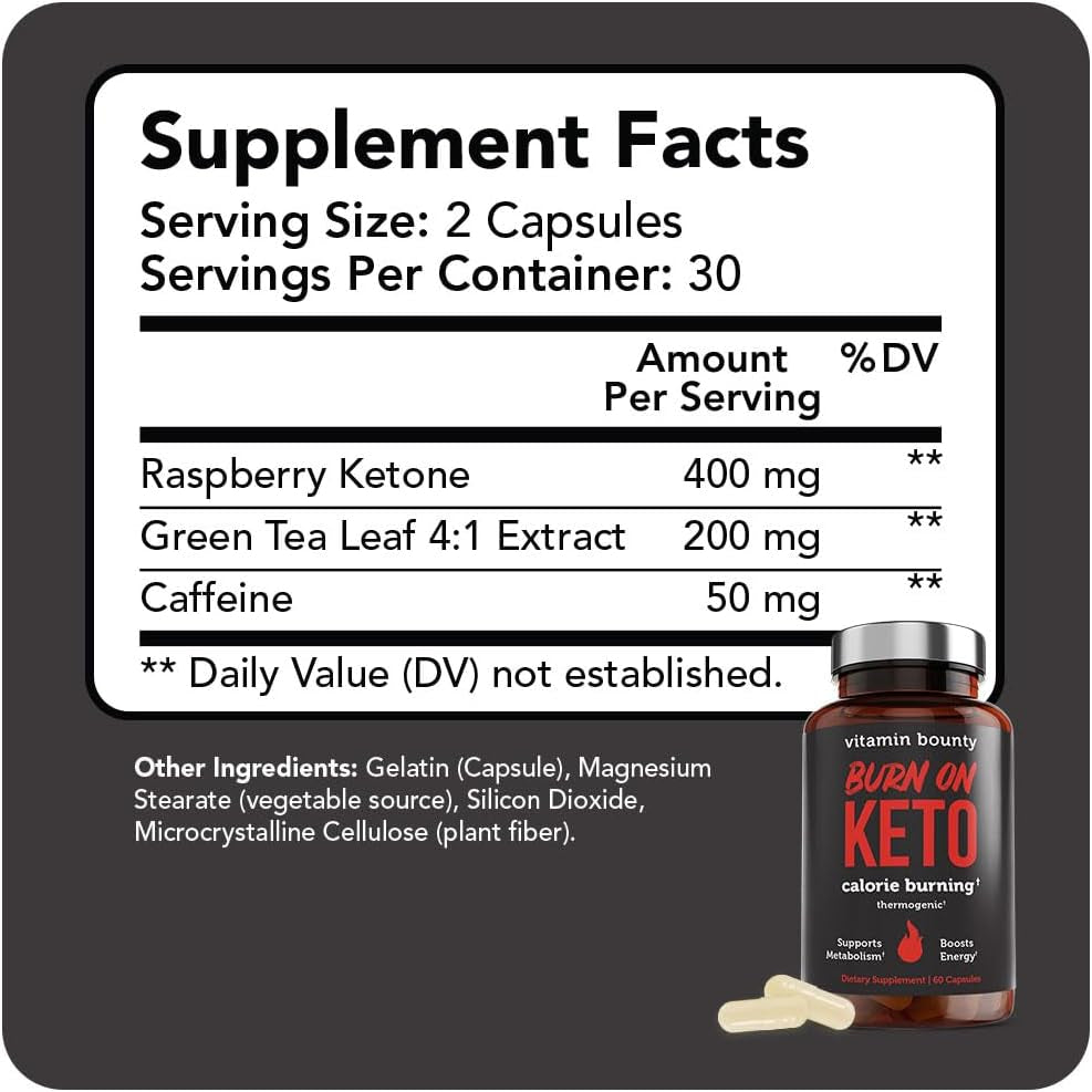 Vitamin Bounty Keto Multivitamin - Keto Vitamins, Keto Multivitamin Women and Men, Electrolytes with Vitamin C, Magnesium, Collagen, Potassium, MCT, Energy Support (Burn on Keto) 60 Caps