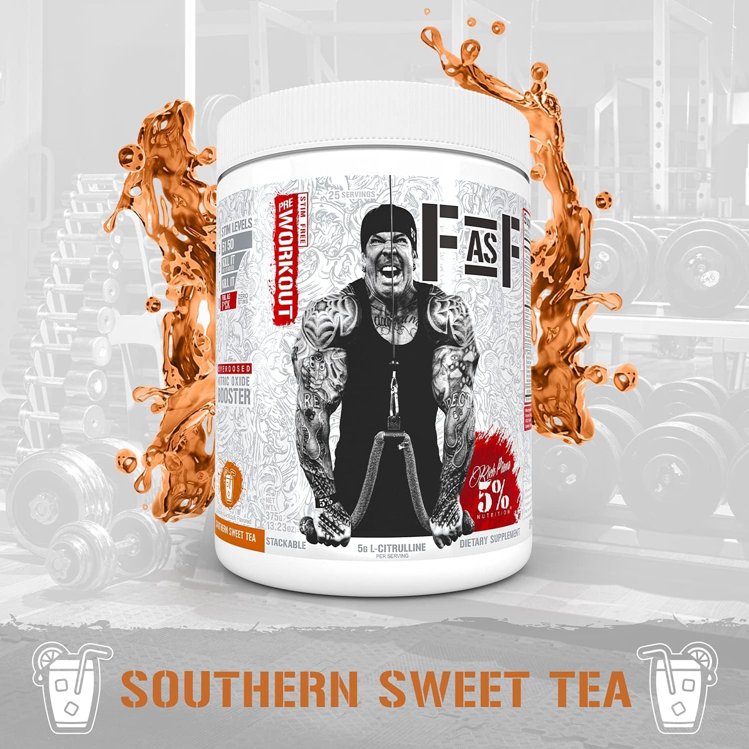 5% Nutrition 2-Stack | Liver & Organ Defender + Fasf | Liver, Kidney, & Heart Support + Non-Stim Nitric Oxide Booster Pump Pre-Workout (Southern Sweet Tea)