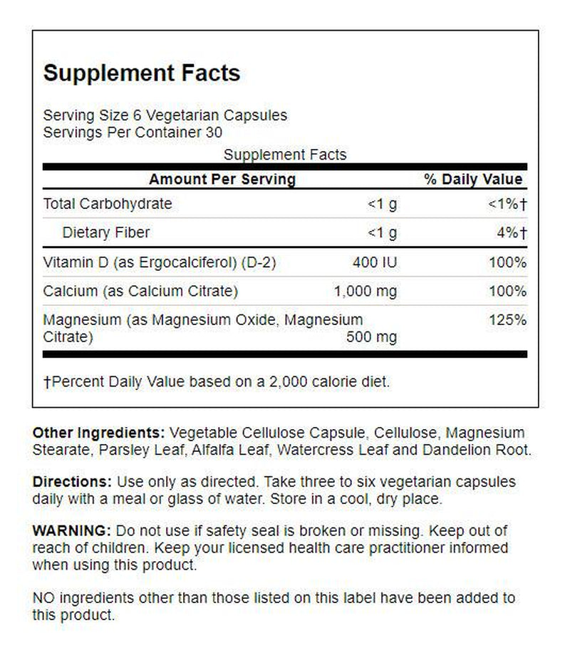 Solaray Calcium Magnesium Citrate 2:1 Ratio with Vitamin D2, Healthy Bone, Muscle & Nerve Support, 30 Serv, 180 Vegcaps