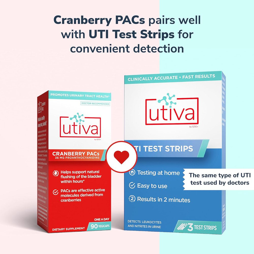 Utiva Cranberry Pacs Clinically Proven 36Mg Pacs for UTI Avoidance - Cranberry Supplement for Urinary Tract Health for Women and Men 90 Cranberry Extract Pills for Bladder Health, 90 Vegi Capsules 90 Count (Pack of 1)