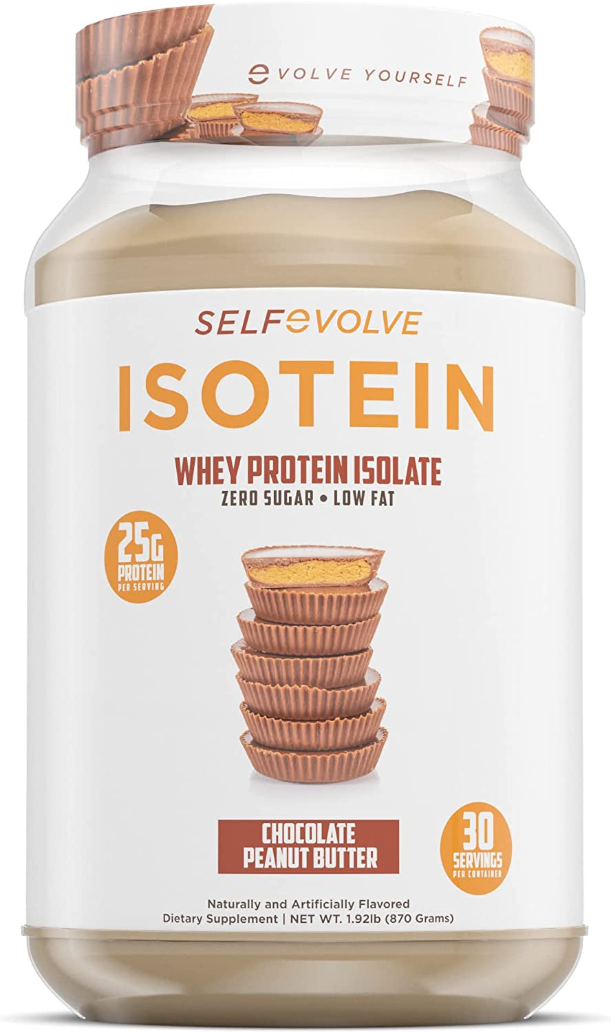 Selfevolve Isotein Isolate Protein Powder - Post Workout Recovery Protein Powder - 25G Whey Isolate Protein, 0G Added Sugar, 1G Fat (Chocolate Peanut Butter, 2Lb)