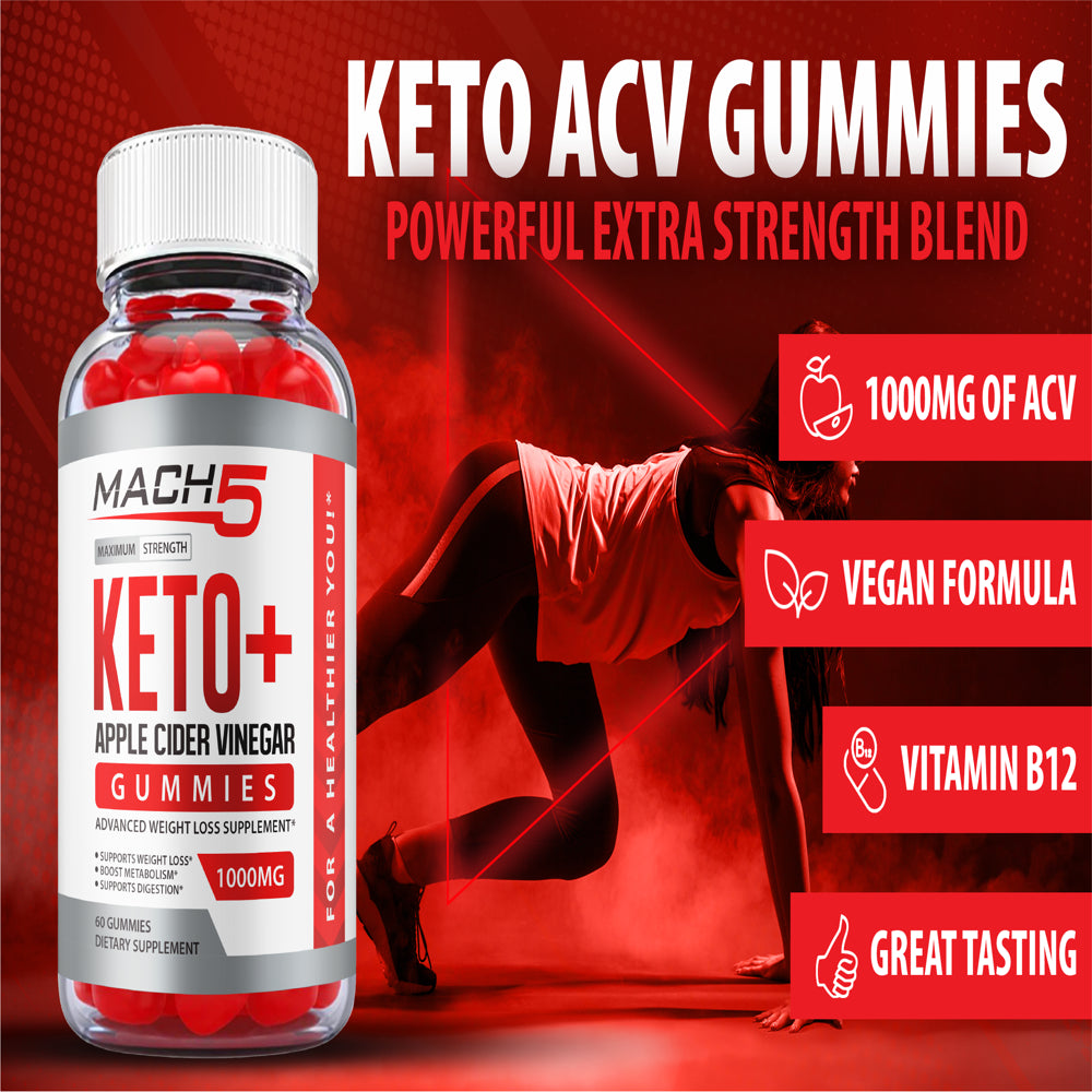 Mach5 ACV Keto Gummies Apple Cider Vinegar Vegan 60 Gummies