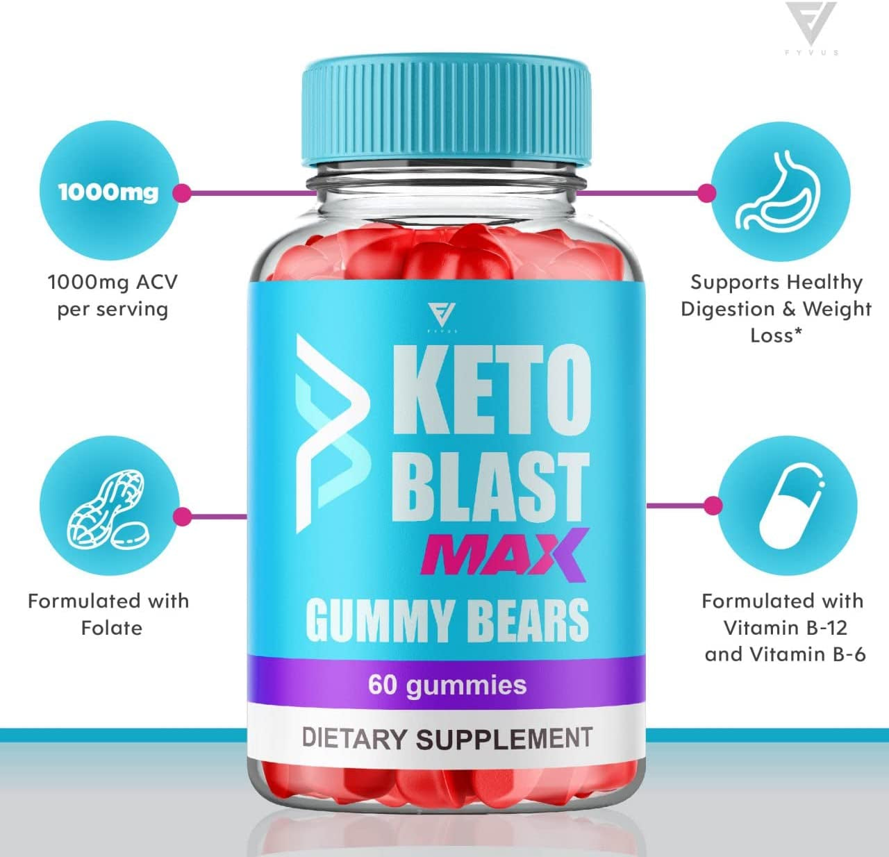 (3 Pack) Keto Blast Gummies Weight Loss Advanced Ketoblast AVC Gummy Bears, Keto Blast ACV Apple Cider Vinegar Gummies Belly Fat Burners Women Supplements Diet (180 Gummies)