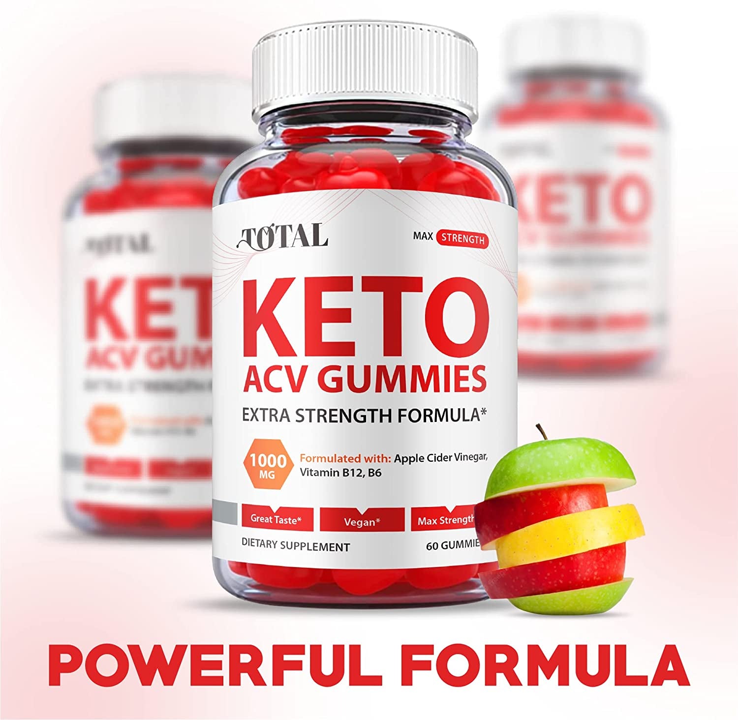 Total Keto Gummies - Official Formula, Vegan - Total Keto ACV Gummies, Total ACV Gummies with Apple Cider Vinegar Gummies, Total Keto Gummy, Vitamin B12, B6, Beet Root Juice, Pomegranate (60 Gummies)