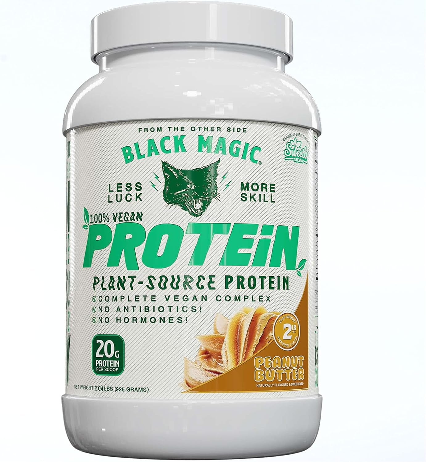 Black Magic Plant-Source 100% Vegan Protein - Keto, Low Sugar, Dairy Free Protein - Pre/Post Workout - Peanut Butter - 20G Protein - 2 LB