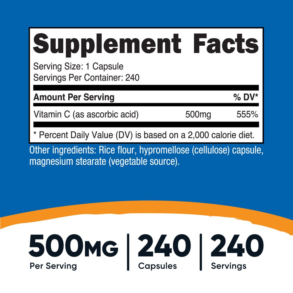 Nutricost Vitamin C 500Mg, 240 Capsules, Vegetarian, Gluten Free & Non-Gmo