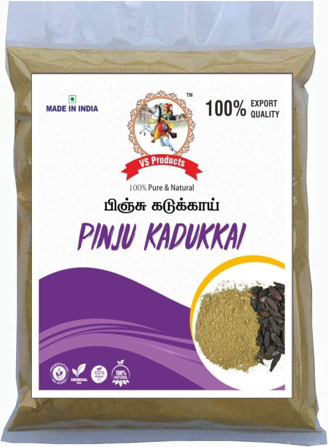 BETT VS Products Pinju Kadukkai Powder | Haritaki Powder | Ink Nut | Harad, 100G