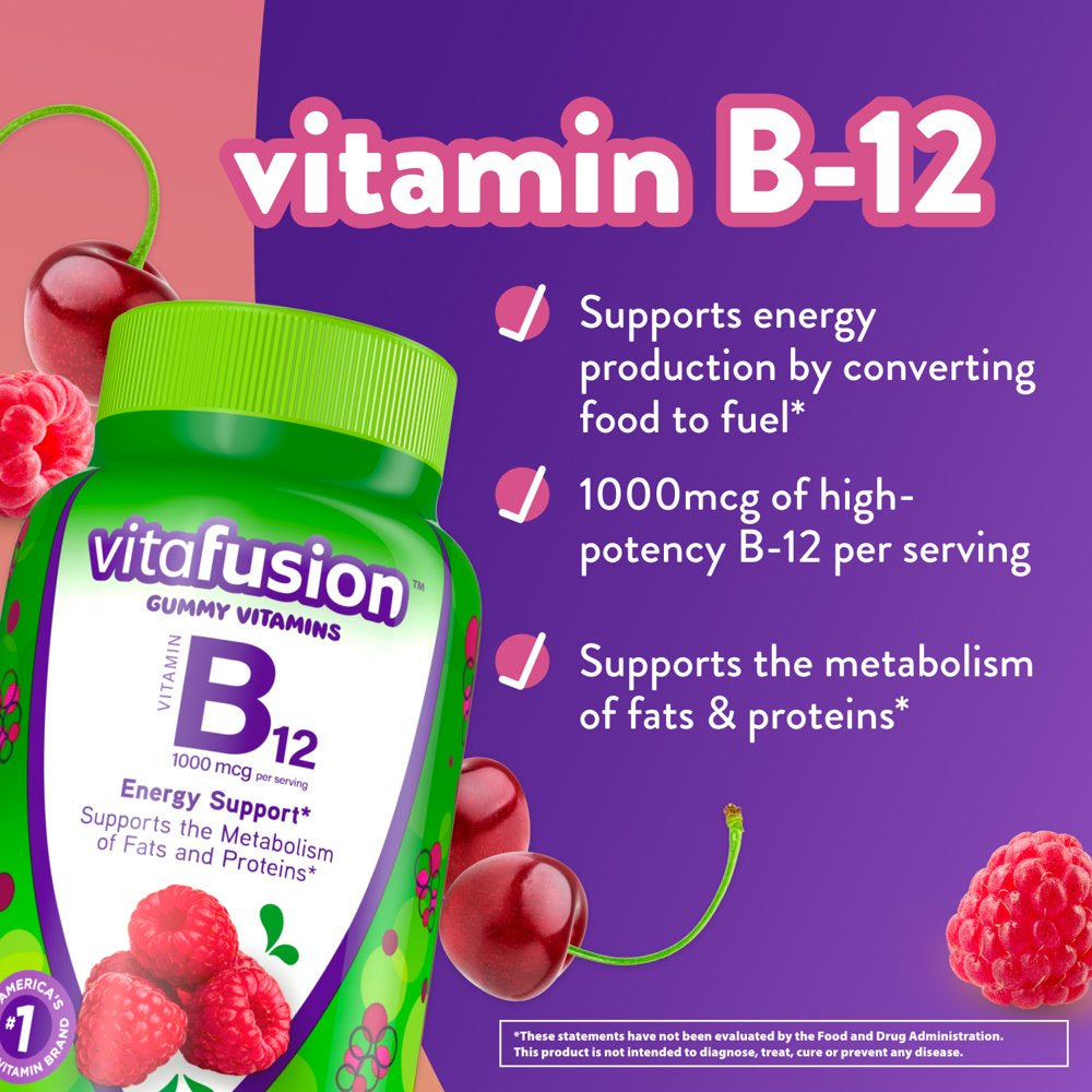 Vitafusion Vitamin B12 Gummy Vitamins, Raspberry Flavored, 140 Count