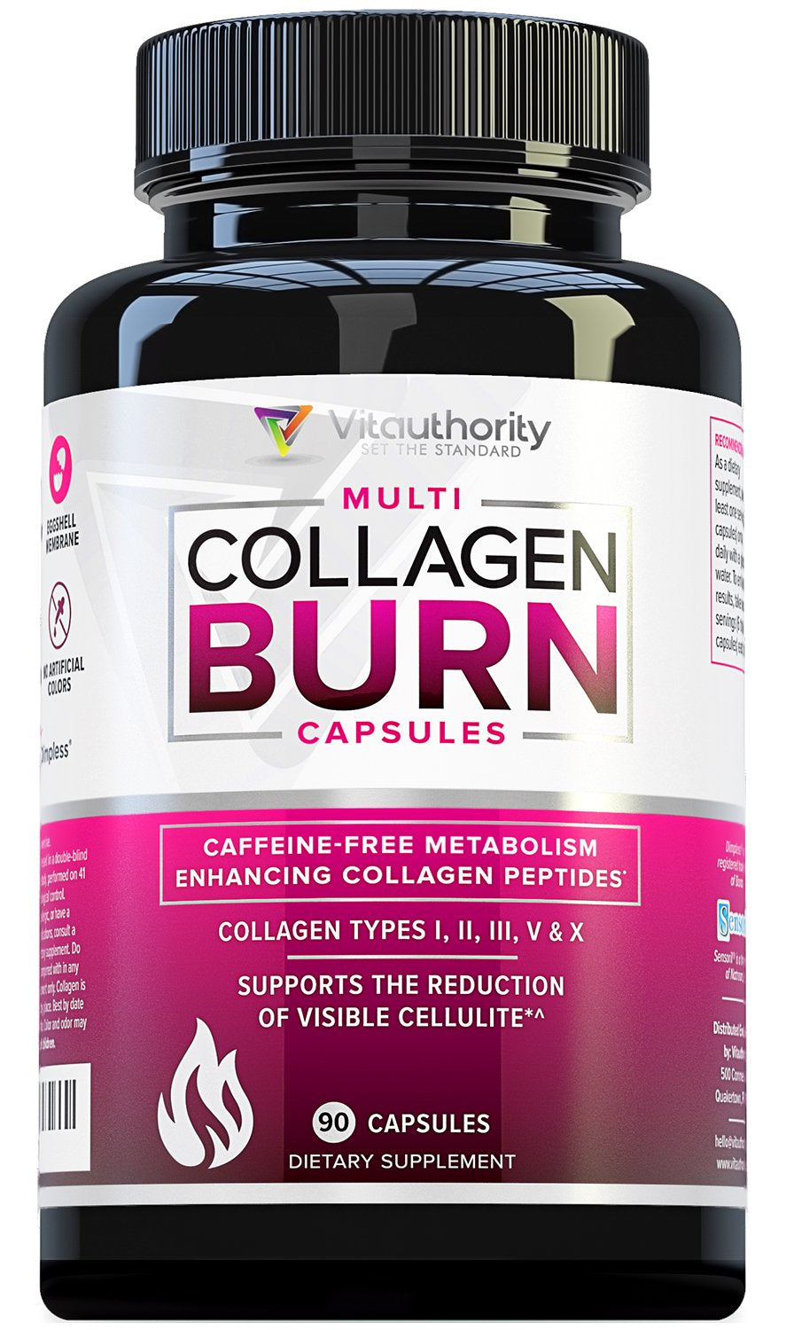 Multi Collagen Burn Pills for Weight Loss - Hydrolyzed Collagen Peptides with Cellulite Smoothing Support for Women - Vitamin C, Hyaluronic Acid & Protein 90 Capsules
