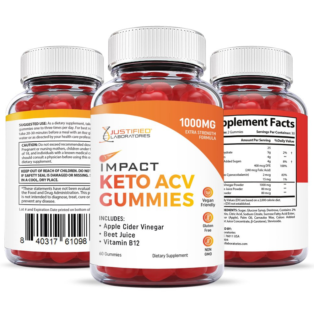 (2 Pack) Impact Keto ACV Dietary Gummies Supplement 1000MG 120 Gummys