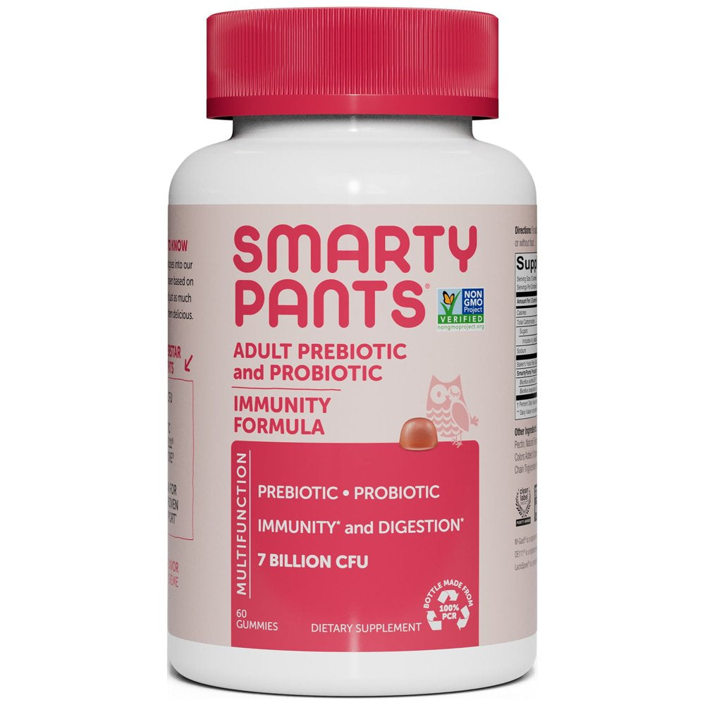 Smartypants Adult Prebiotic & Probiotic Immunity & Digestive Health Gummy Vitamins - Strawberry Creme - 60Ct