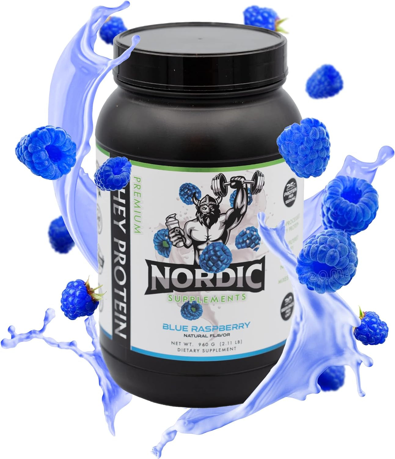 Nordic Supplements Blue Raspberry Protein Powder Ultra Filtered Cold Processed Whey Protein Shake | Advanced Formula 25G of Protein 30 Servings