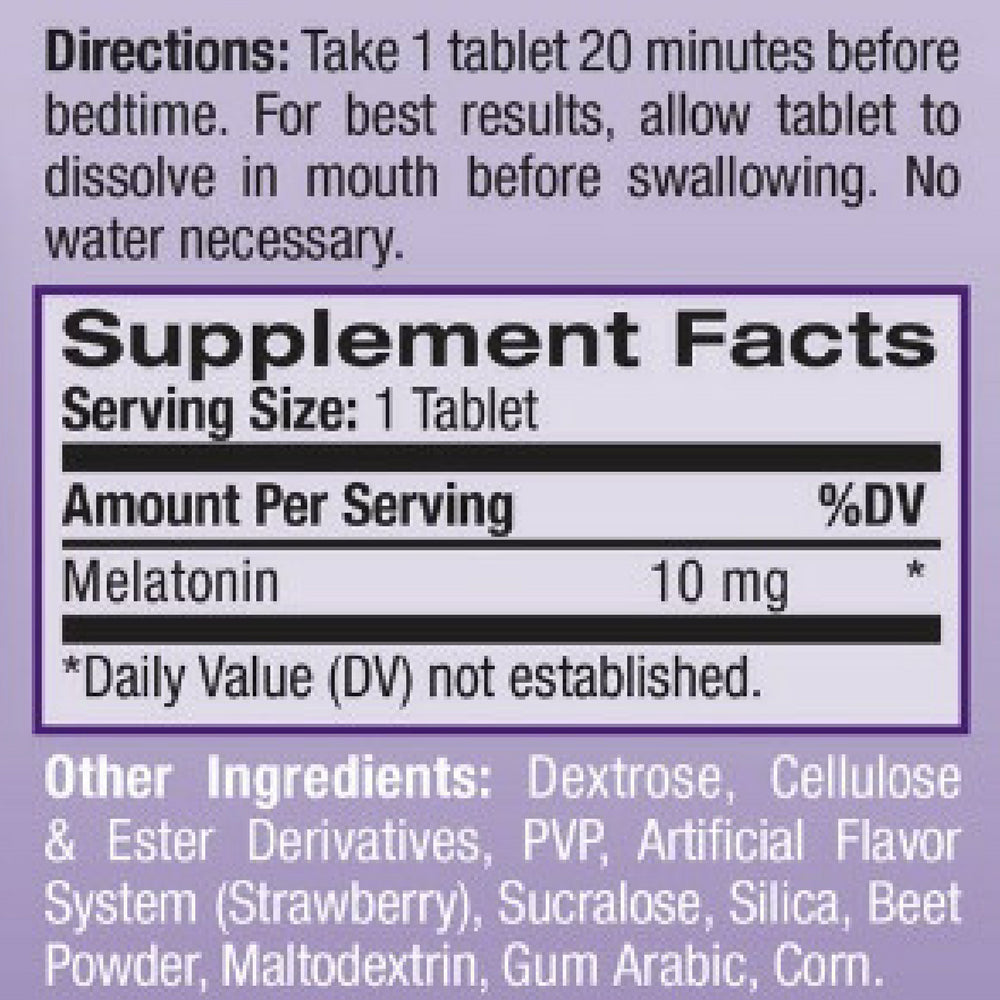 Natrol Sleep Fast Dissolve Melatonin Tablets 10Mg, Strawberry Natural Flavor 60 Ea (Pack of 2)