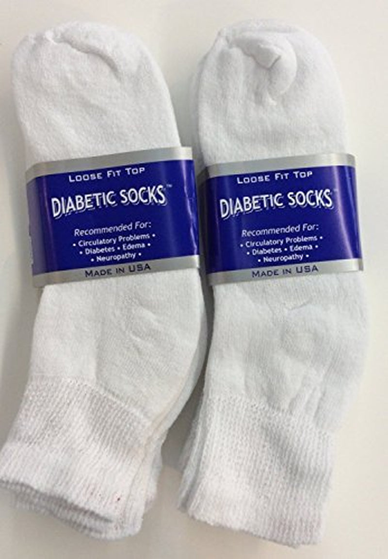 6 Pairs of Mens White Diabetic Ankle Socks 13-15 Size