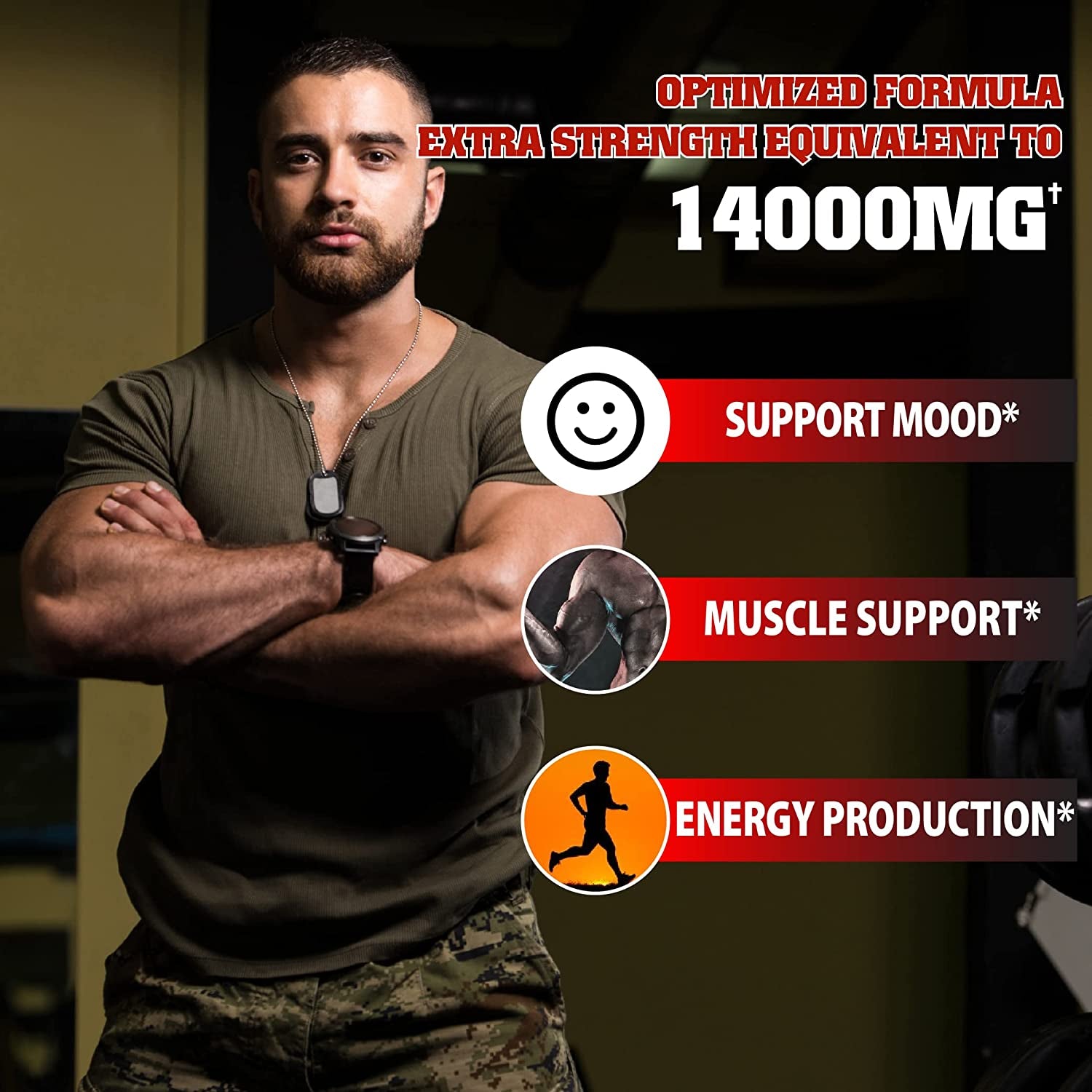 2 Packs 60 Capsules 14000Mg Testosterone Booster for Men, Muscle Build, Energy & Endurance Support - 11 Herbs Combined with Ginseng, Ashwagandha, Tribulus & More