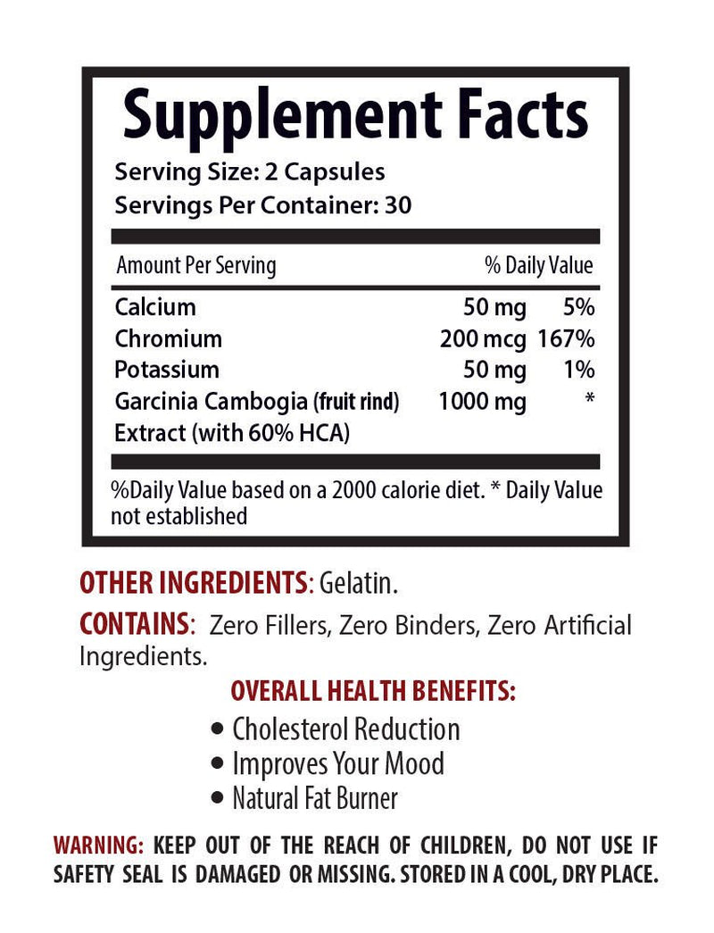 GARCINIA CAMBOGIA 1300Mg - Fat Burner Pills Slim 60 Capsule