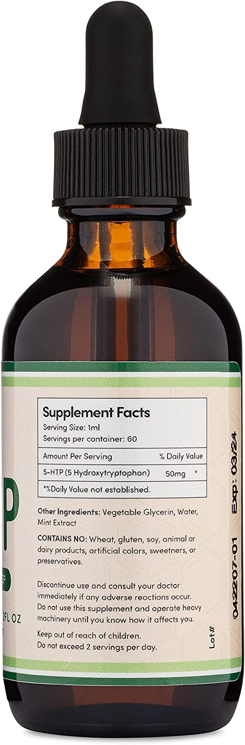 5HTP Liquid Drops - More Absorbable and Effective than 5 HTP Capsules (60 Servings of 50Mg 99%+ 5-HTP) Serotonin Supplement for Mood, Sleep, and Relaxation (Manufactured in the USA) by Double Wood