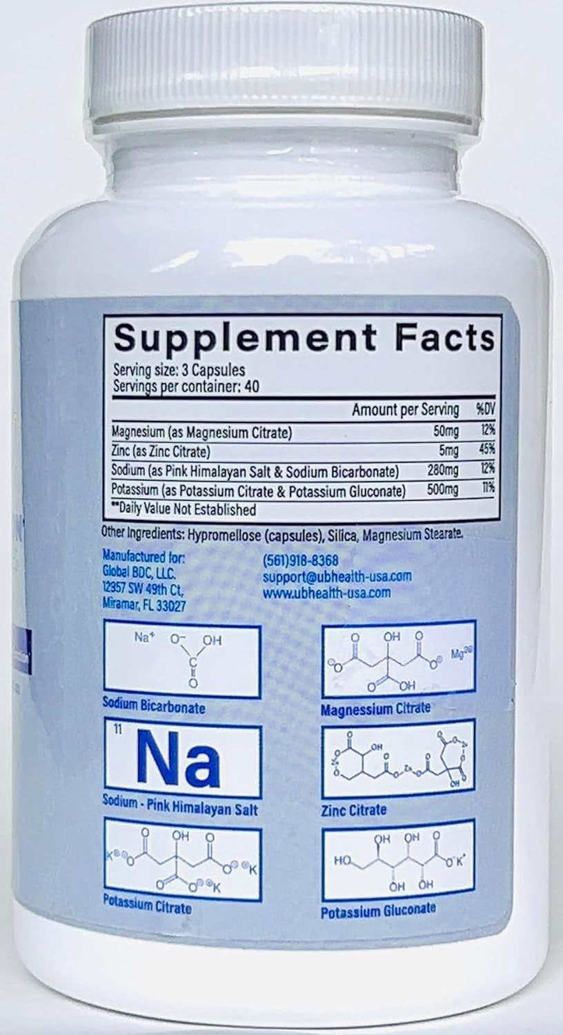 Total Hydration Electrolyte Replacement Mix Unflavored 500 Mg Potassium Citrate & Potassium Gluconate - Magnesium Citrate - Zink - Pink Salt - Sodium Bicarbonate -No Sweeteners – No Allulose (Powder)