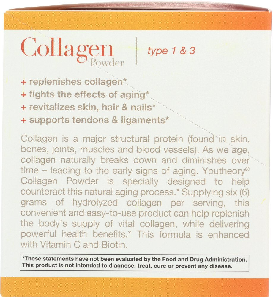 Youtheory Vanilla Collagen Powder Dietary Supplement, 0.27 Oz, 21 Count