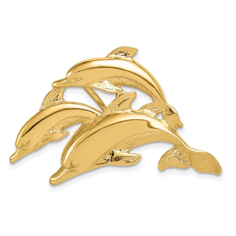 14Kt Yellow Gold Triple Dolphin Slide Necklace Pendant Charm Omega Fine Jewelry Ideal Gifts for Women Gift Set from Heart