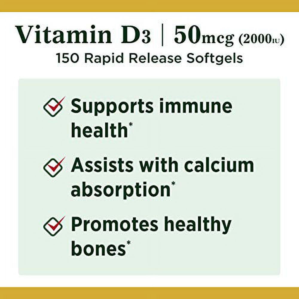 Vitamin D by Nature'S Bounty, Supports Immune Health & Bone Health, 2000IU Vitamin D3, 150 Softgels