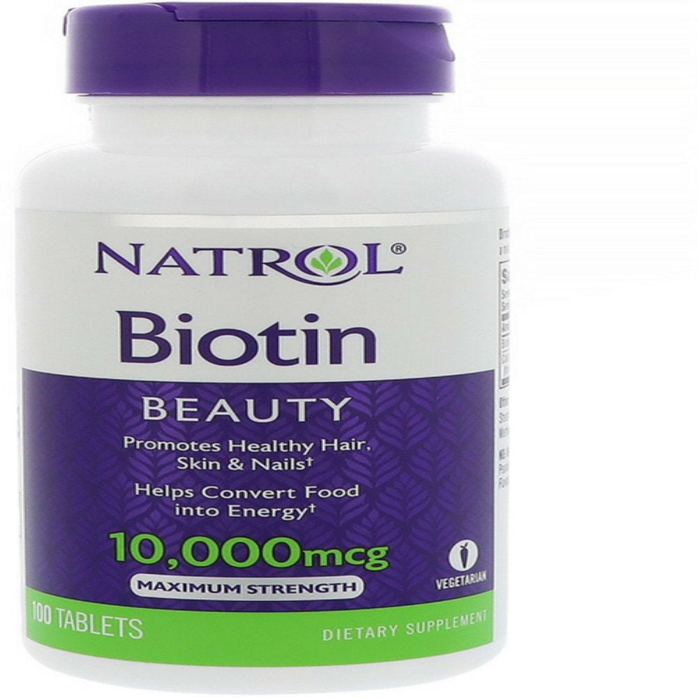 Natrol Biotin Beauty Maximum Strength, 10,000 Mcg Tablets 100 Ea (Pack of 6)
