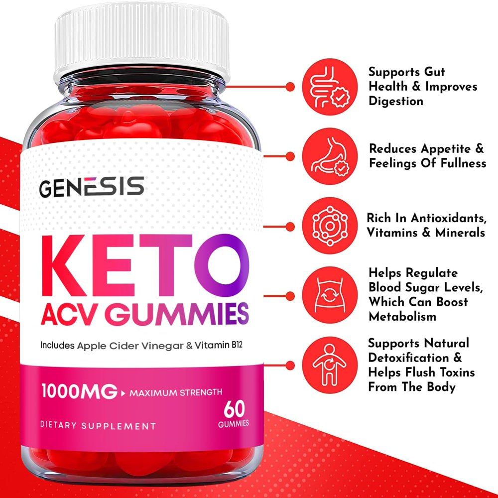 (1 Pack) Genesis Keto ACV Gummies - Supplement for Weight Loss - Energy & Focus Boosting Dietary Supplements for Weight Management & Metabolism - Fat Burn - 60 Gummies