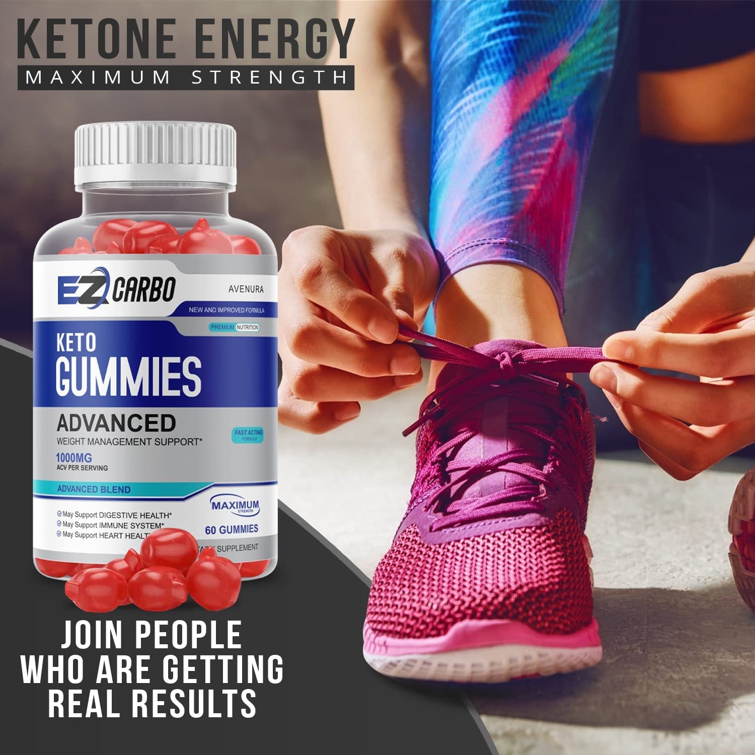 (3 Pack) EZ Carbo Keto Gummies, Ezcarbo Advanced Ketogenic Gummy Formula (180 Gummies)