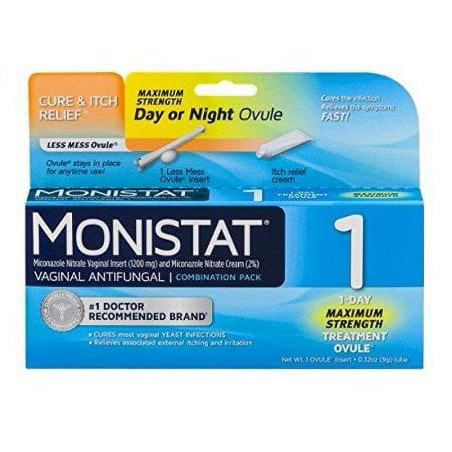 Monistat 1-Day Vaginal Antifungal Cure & Itch Relief Maximum Strength Treatment Ovule - Pack of 4