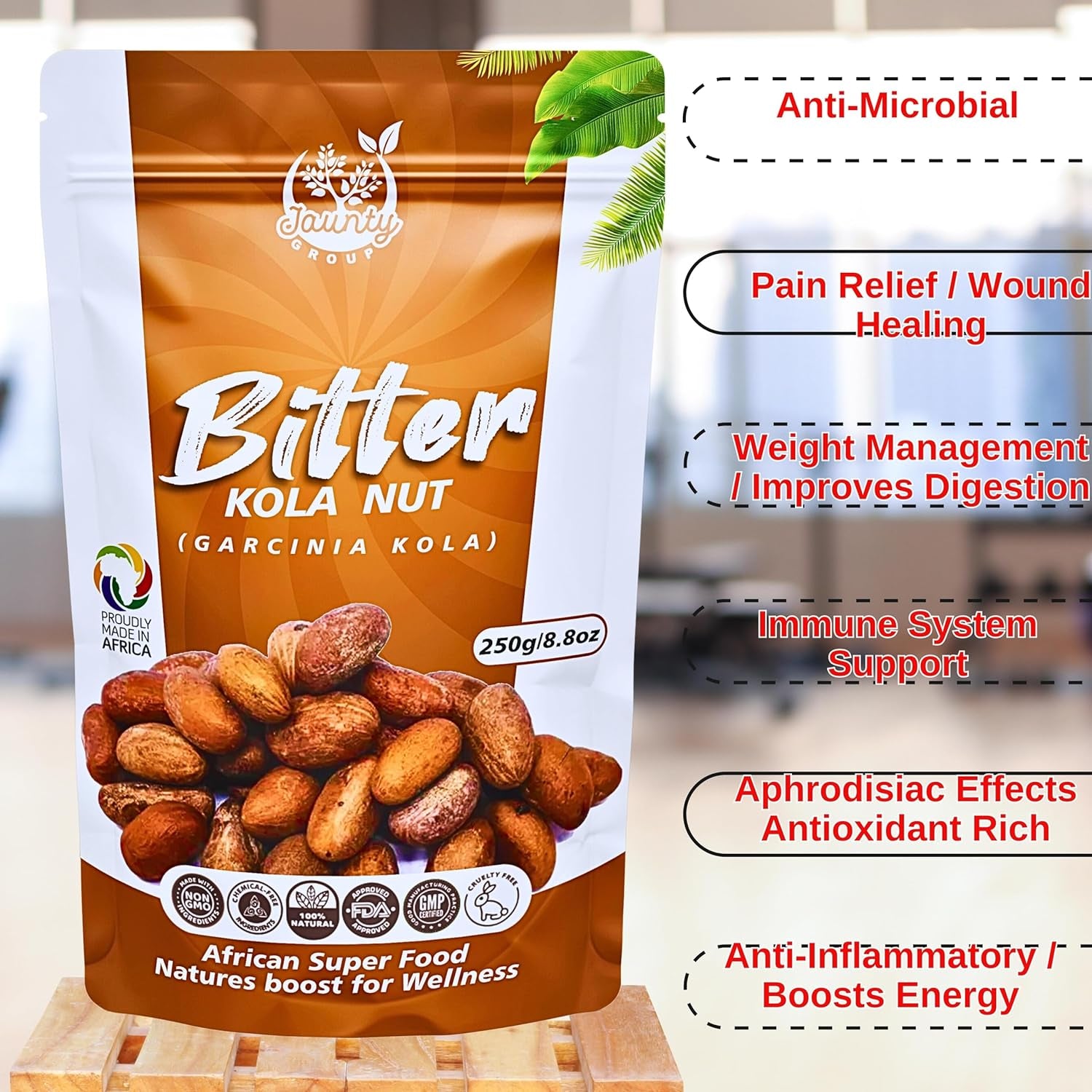 African Bitter Kola Nuts - 100% Raw Natural Organic Garcinia Kola Seeds 8.8OZ African Superfood for Energy Mix, Smoothie Digestion & Immune Support, NON-GMO & Digestive Health