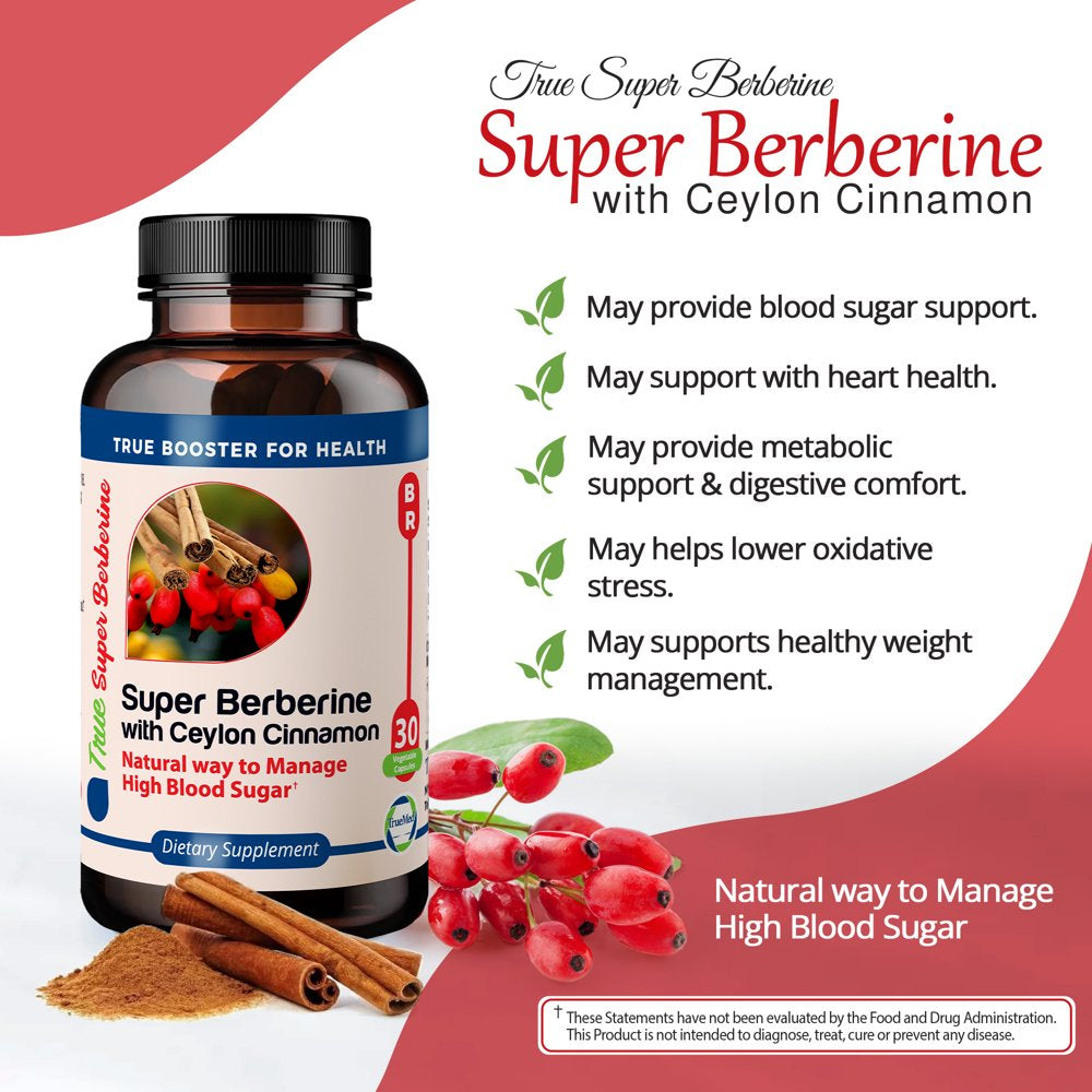 Truemed Super Berberine Ceylon Cinnamon Dihydroberberine 4250 Mg 30 Vegetable Capsules