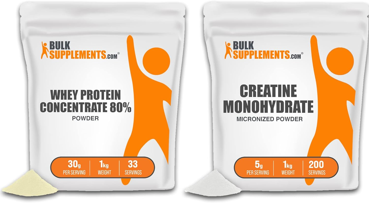 BULKSUPPLEMENTS.COM Whey Protein Concentrate 80% & Creatine Monohydrate 1KG Bundle