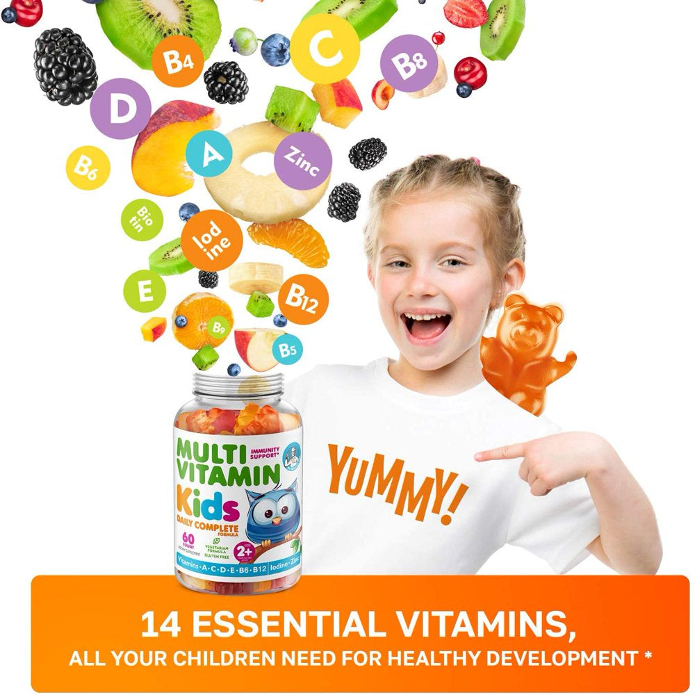 Dr. Moritz Kids Multivitamin Gummies 14 Essential Vitamins Daily Supplement for Ages 2+ Vitamin A, C, D, E Vegetarian B6 & B12, Zinc, Biotin, All Natural Chewable (120 Count)