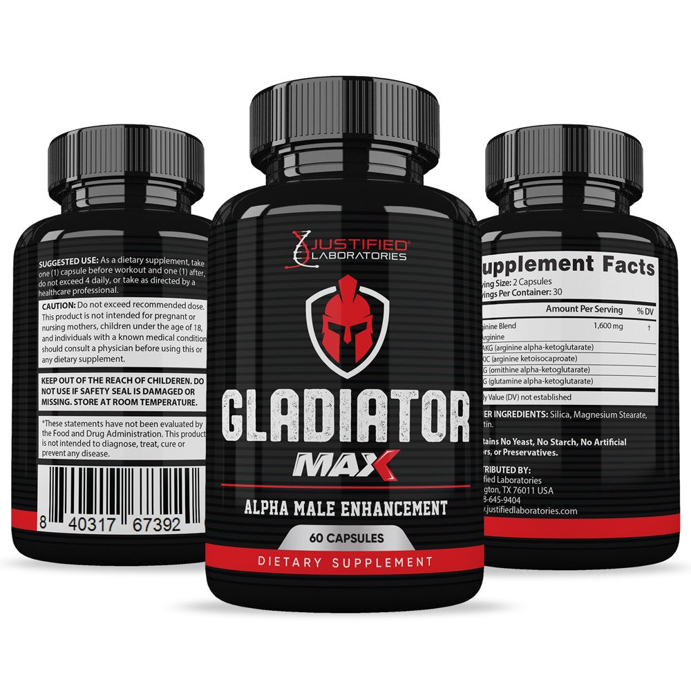 (5 Pack) Gladiator Max 1600MG Advanced Men'S Health Formula 300 Capsules