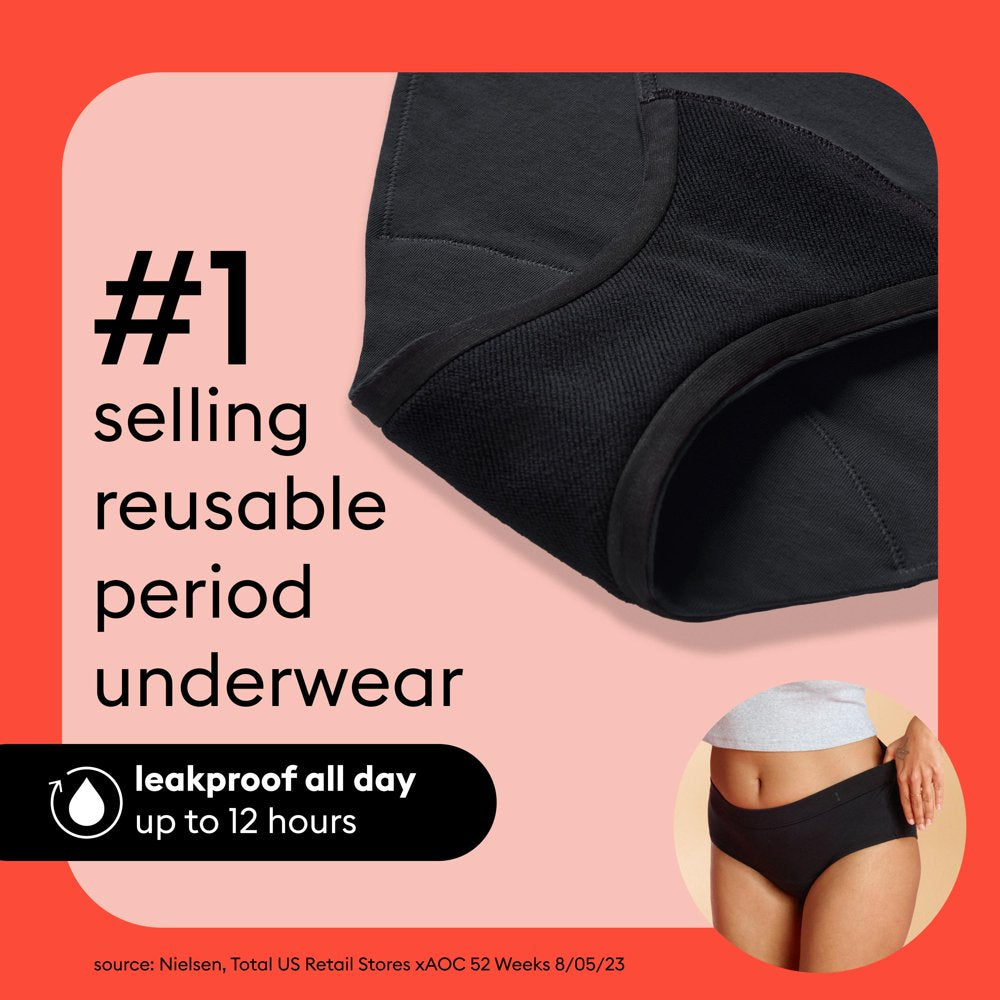 Thinx for All™ Women'S Briefs Period Underwear, Moderate Absorbency, Black