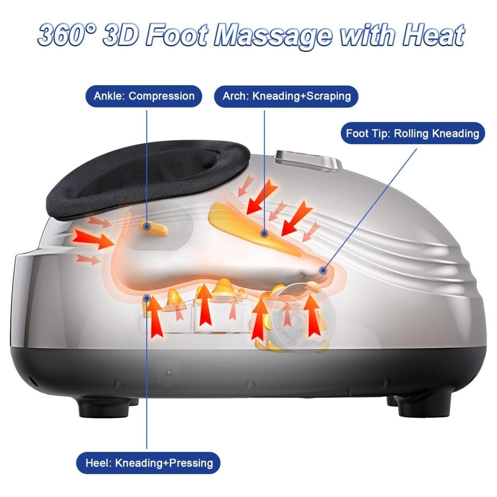 Foot Massager Machine, Deep Kneading Shiatsu Feet Massager with Heat, and Timer, Foot Massager for Plantar Fasciitis, Neuropathy, Circulation and Pain Relief, Gifts for Women Men, up to Size 12