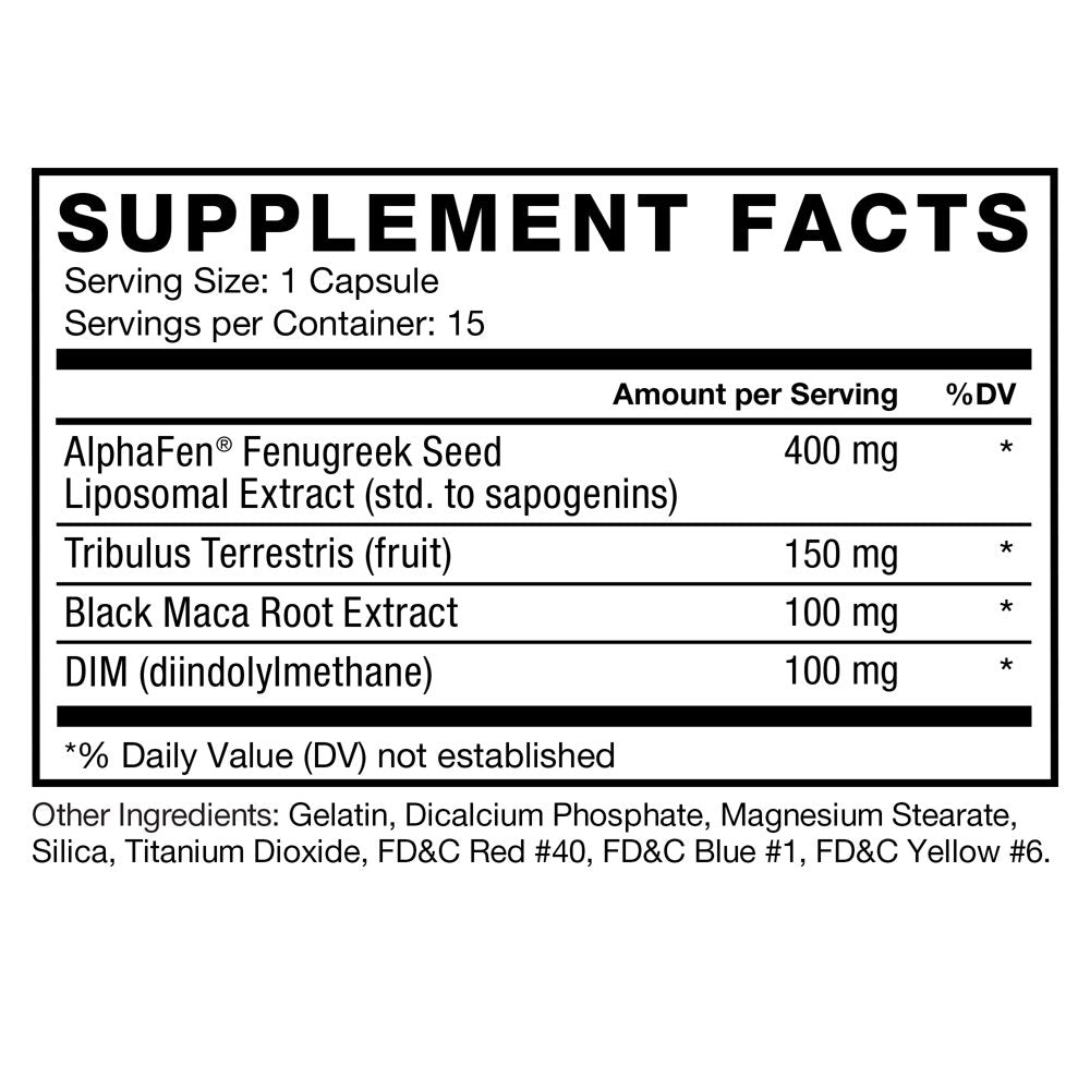 Alpha King Total Testosterone Booster Supplement for Men with Fenugreek Seed, Black Maca, and Tribulus to Build Lean Muscle, Boost Libido, and Improve Performance, Force Factor, 15 Capsules