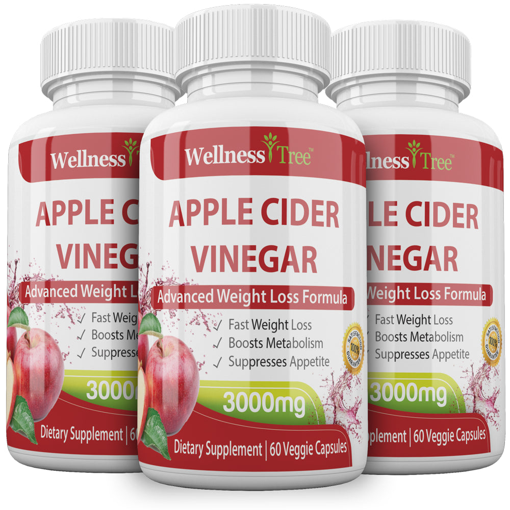 (3 Pack) Apple Cider Vinegar Capsules - Extra Strength 3000Mg - Apple Cider Vinegar Pills for Weight Loss, Blood Sugar, Detox & Digestion