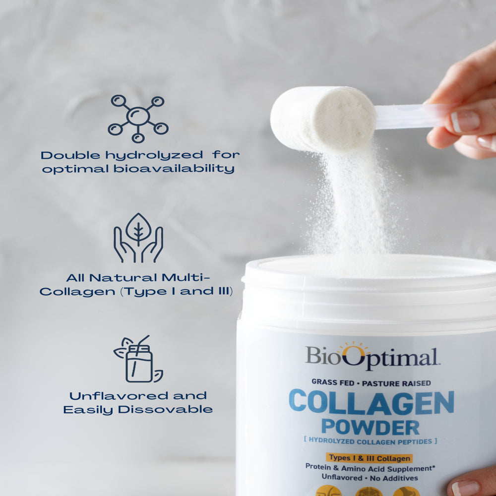 Biooptimal Collagen Powder, Collagen Peptides, Collagen Peptides Powder, Grass Fed & Pasture Raised (45 Day Supply)