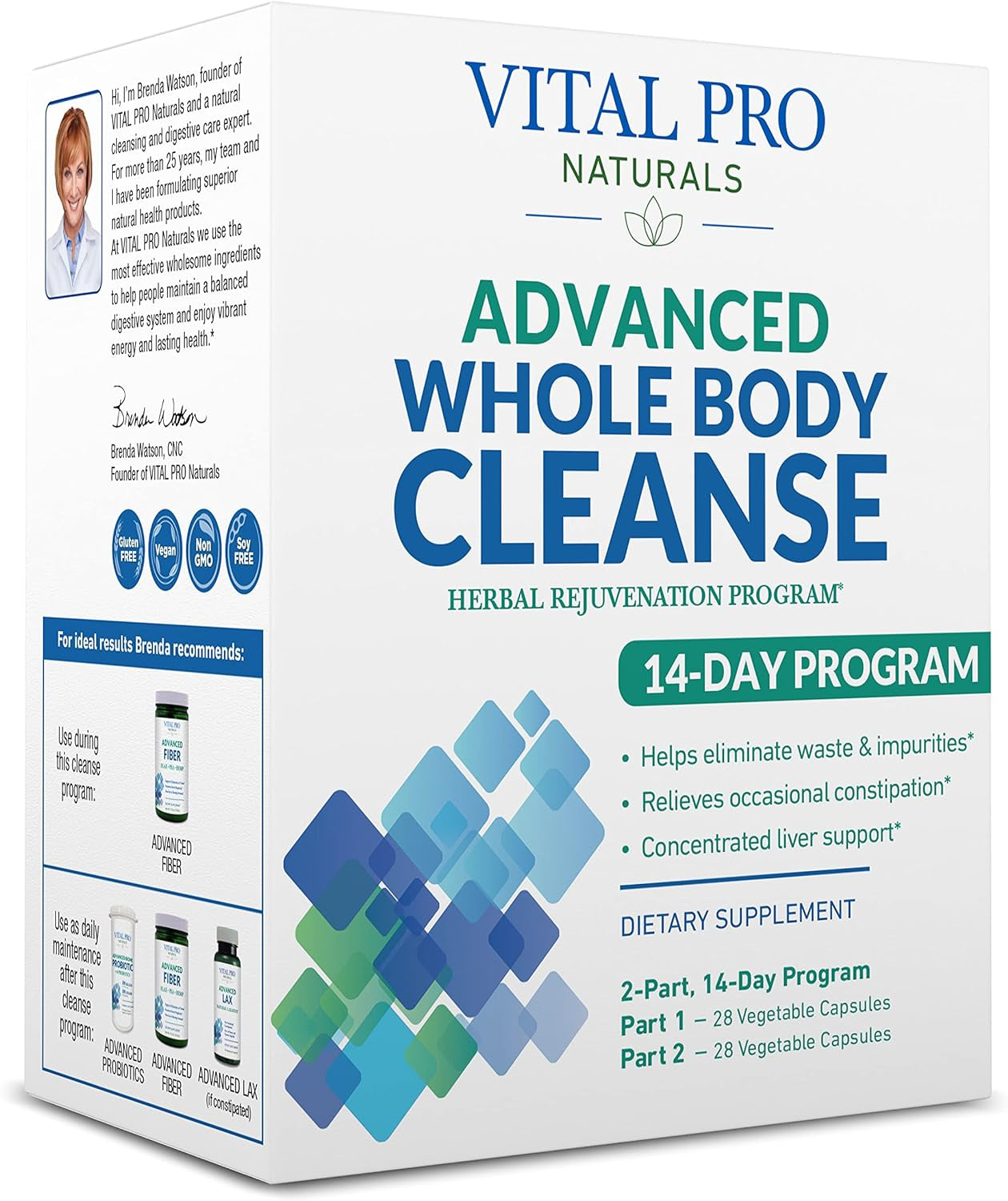 Vital Pro Naturals - Advanced Whole Body Cleanse with Milk Thistle, Magnesium, Cape Aloe, and Herbs for Occasional Constipation and Healthy Elimination, 2-Part 14 Day Kit, 56 Capsules