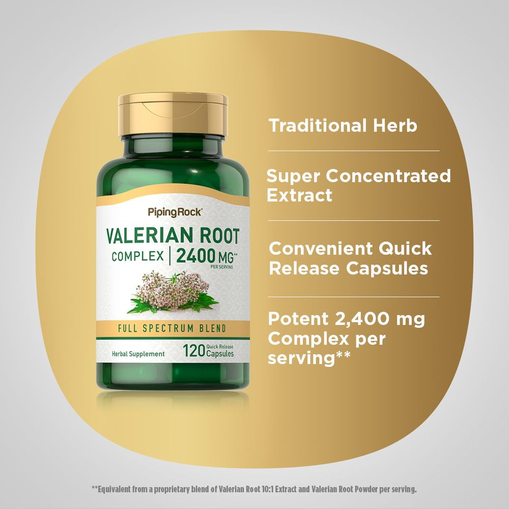 Valerian Root Capsules 1,200 Mg | 120 Count | Non-Gmo, Gluten Free | by Piping Rock